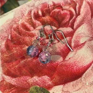 💗Cotton Candy Crystal Ball Earrings💙